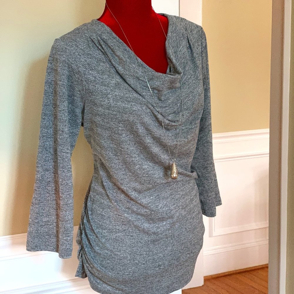 Laura Ashley Cowl-neck Tunic in Pewter/gray.